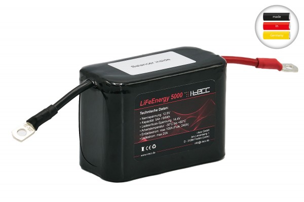 LiFePO4 Starterbatterie LiFeEnergy5000, 12V 5Ah Balancer inside